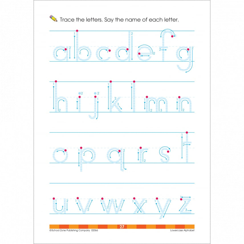 School Zone Lowercase Alphabet Preschool Workbook