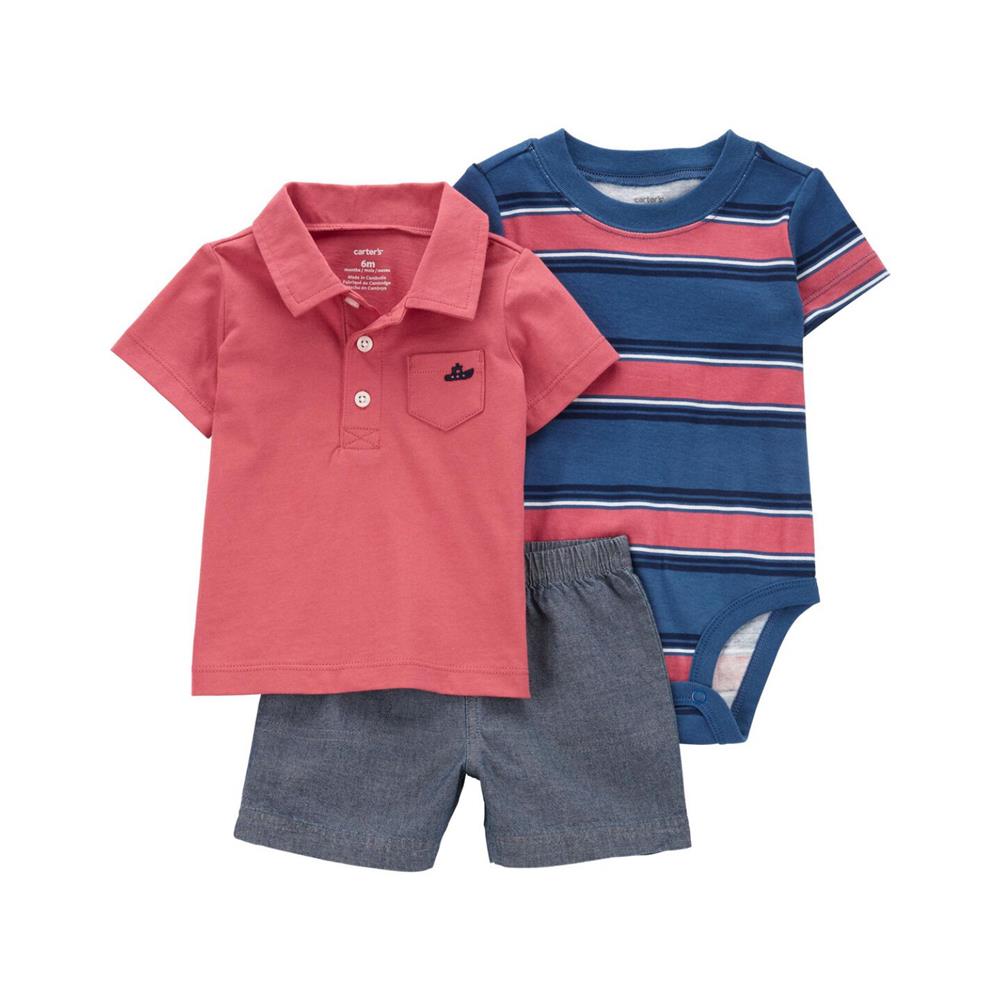 Carters Boys 12-24 Months 3-Piece Polo Little Short Set