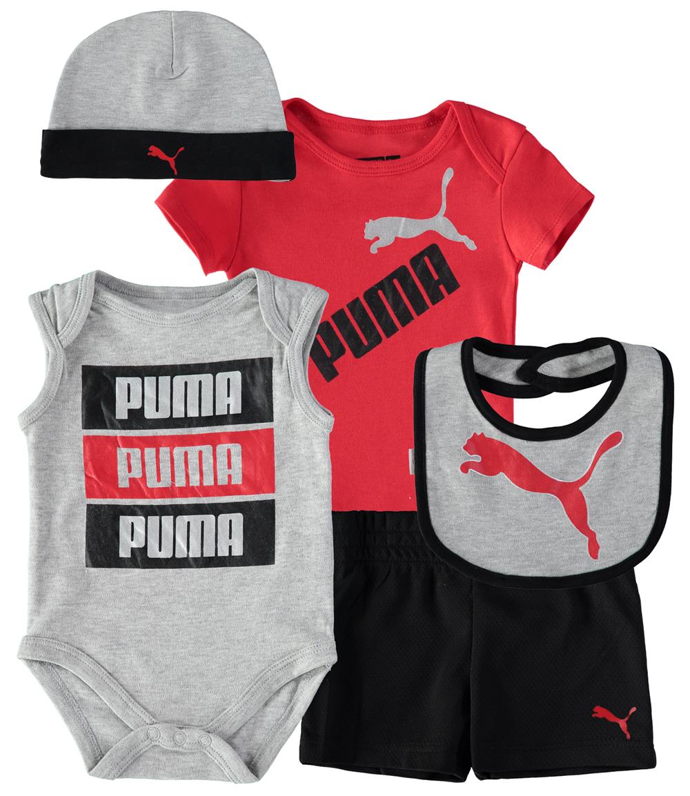 PUMA Boys 0-9 Months 5-Piece Newborn Bodysuit Short Set