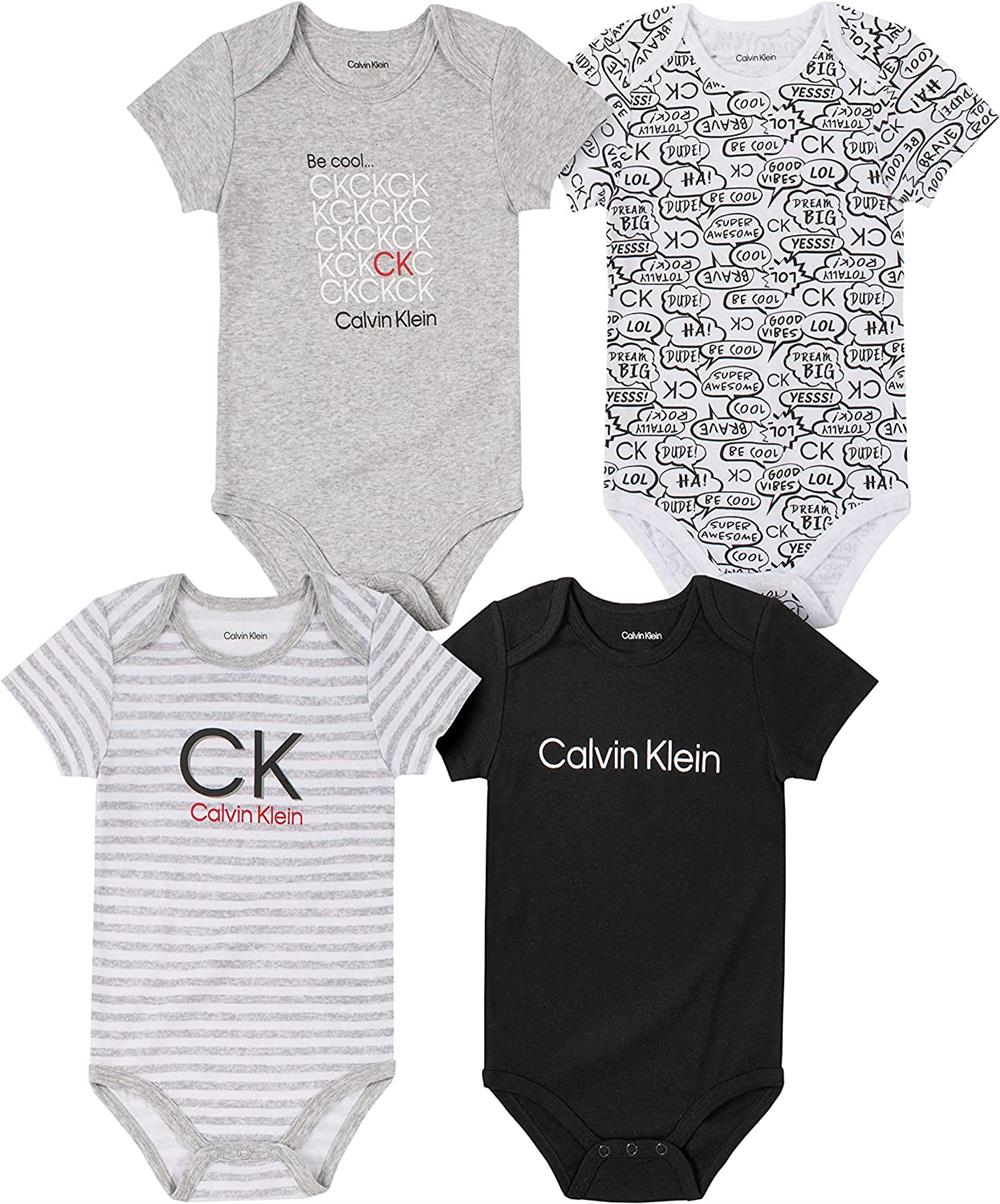 Calvin Klein Boys 12-24 Months Short Sleeve 4-Pack Bodysuit