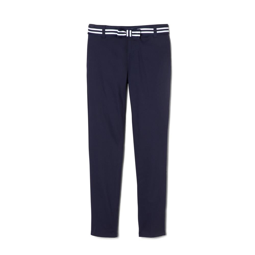 French Toast Adj. Waist Stretch Belted Straight Leg Pant