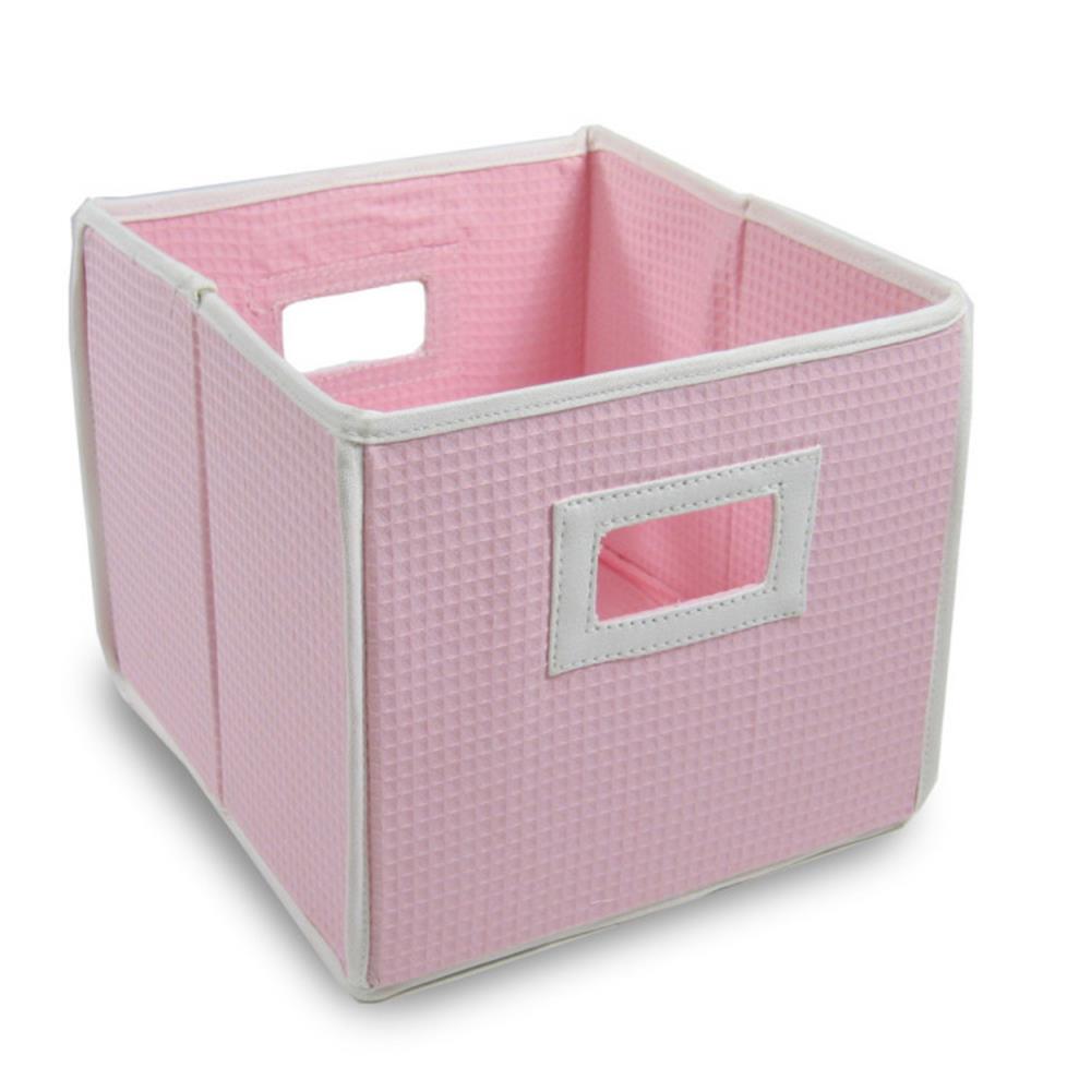 Badger Basket Folding Basket/Storage Cube – Pink Waffle