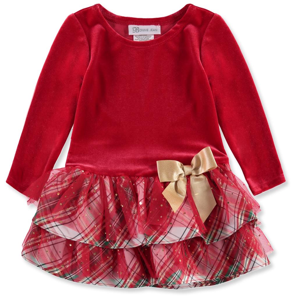 Bonnie Jean Girls 2T-4T Plaid Mesh Tier Dress