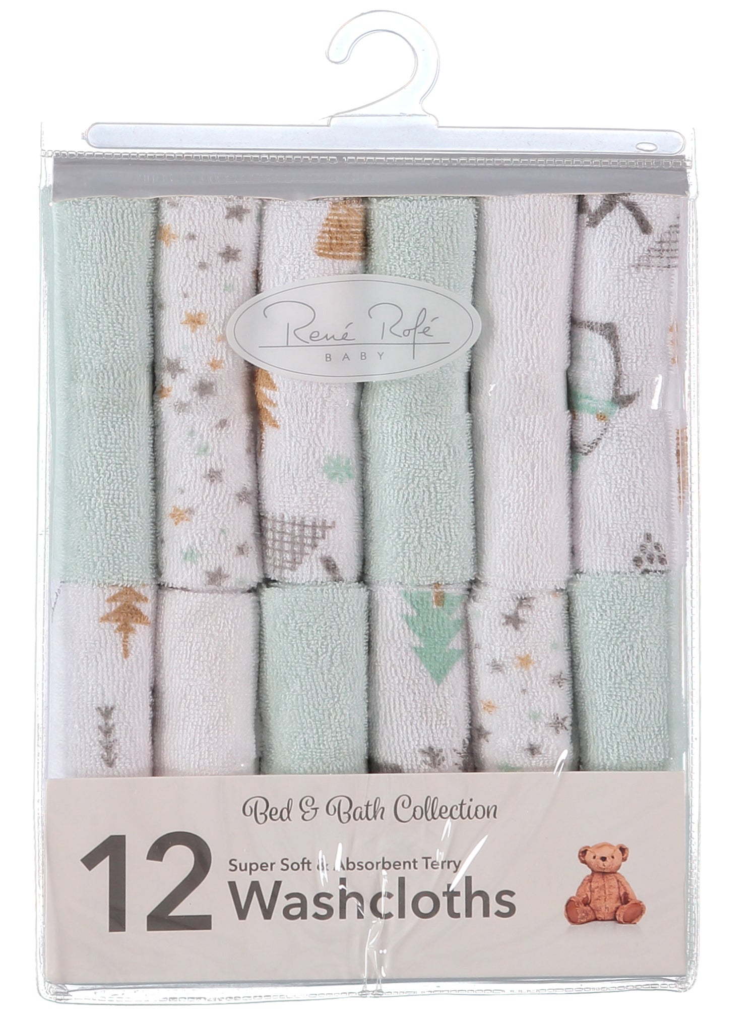 Rene Rofe Baby Bed & Bath Collection Terry Washcloths, 12 Pack