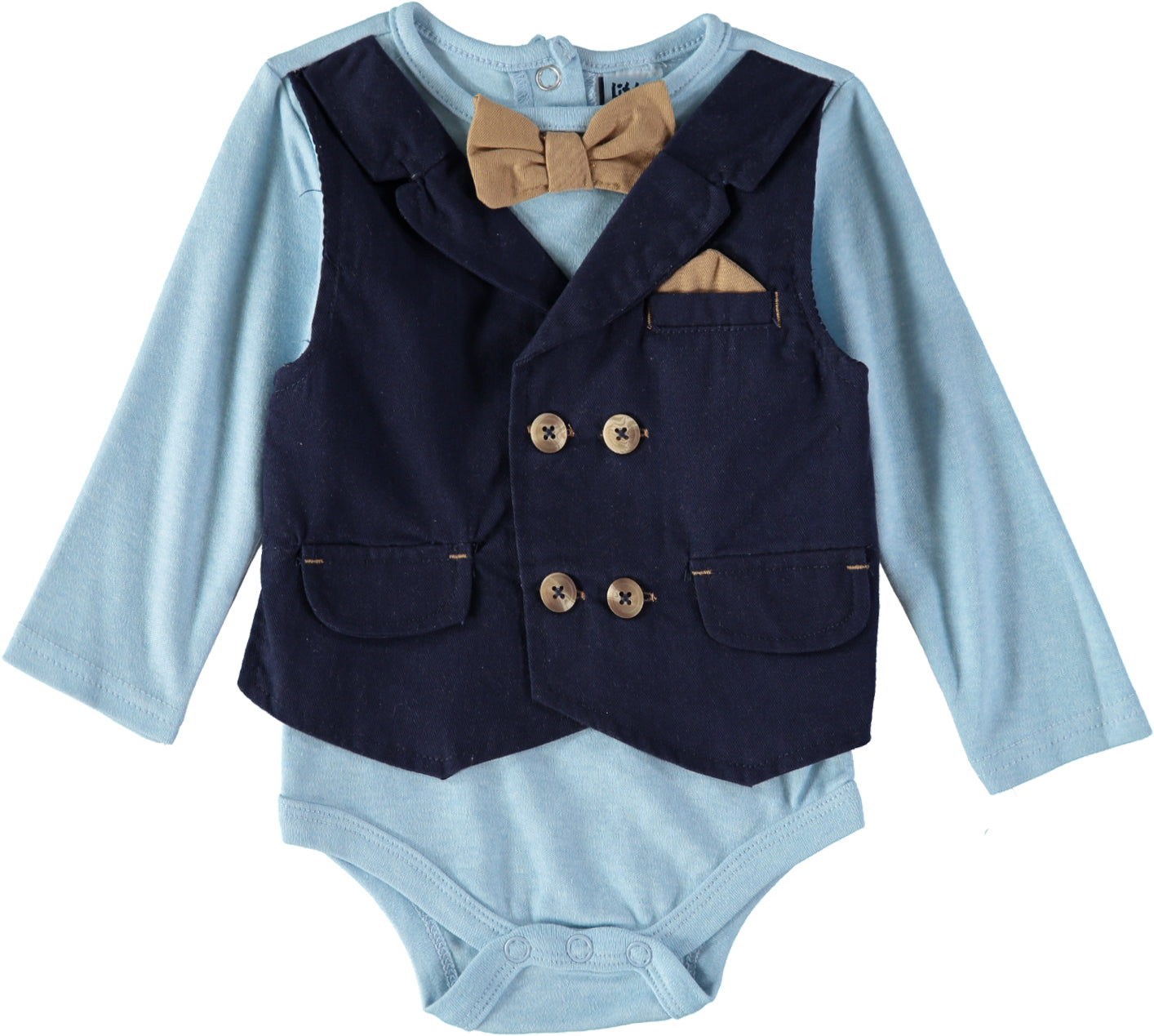 Little Lad Boys 12-24 Months Bowtie Vested Bodysuit Set