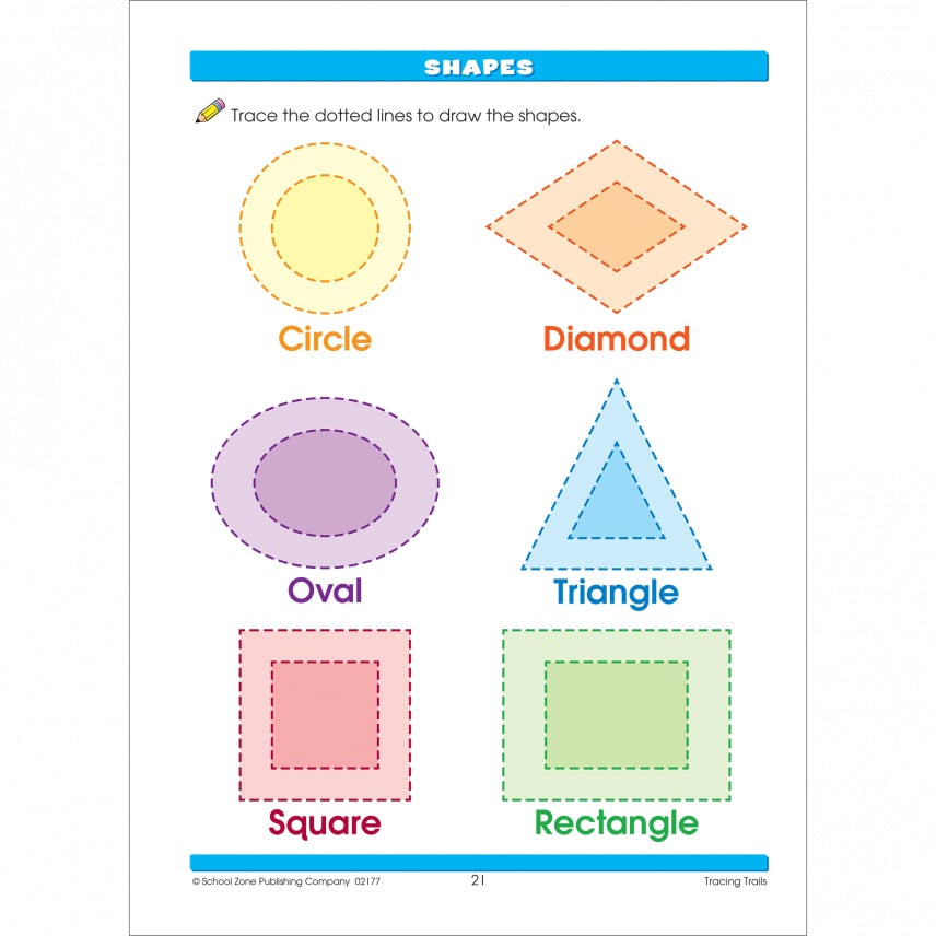 School Zone Tracing Trails Pre-Writing Skills Preschool Workbook