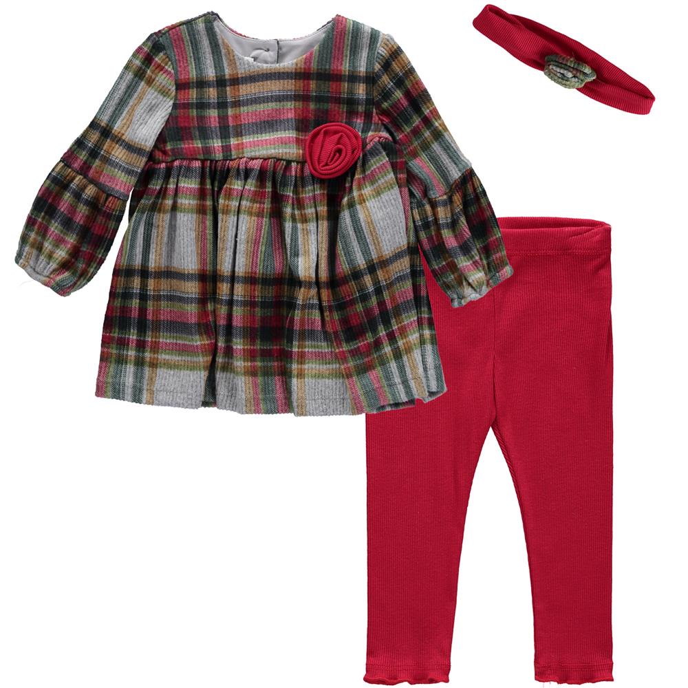 Bonnie Baby Girls 12-24 Months Long Sleeve Plaid Tunic Legging Set