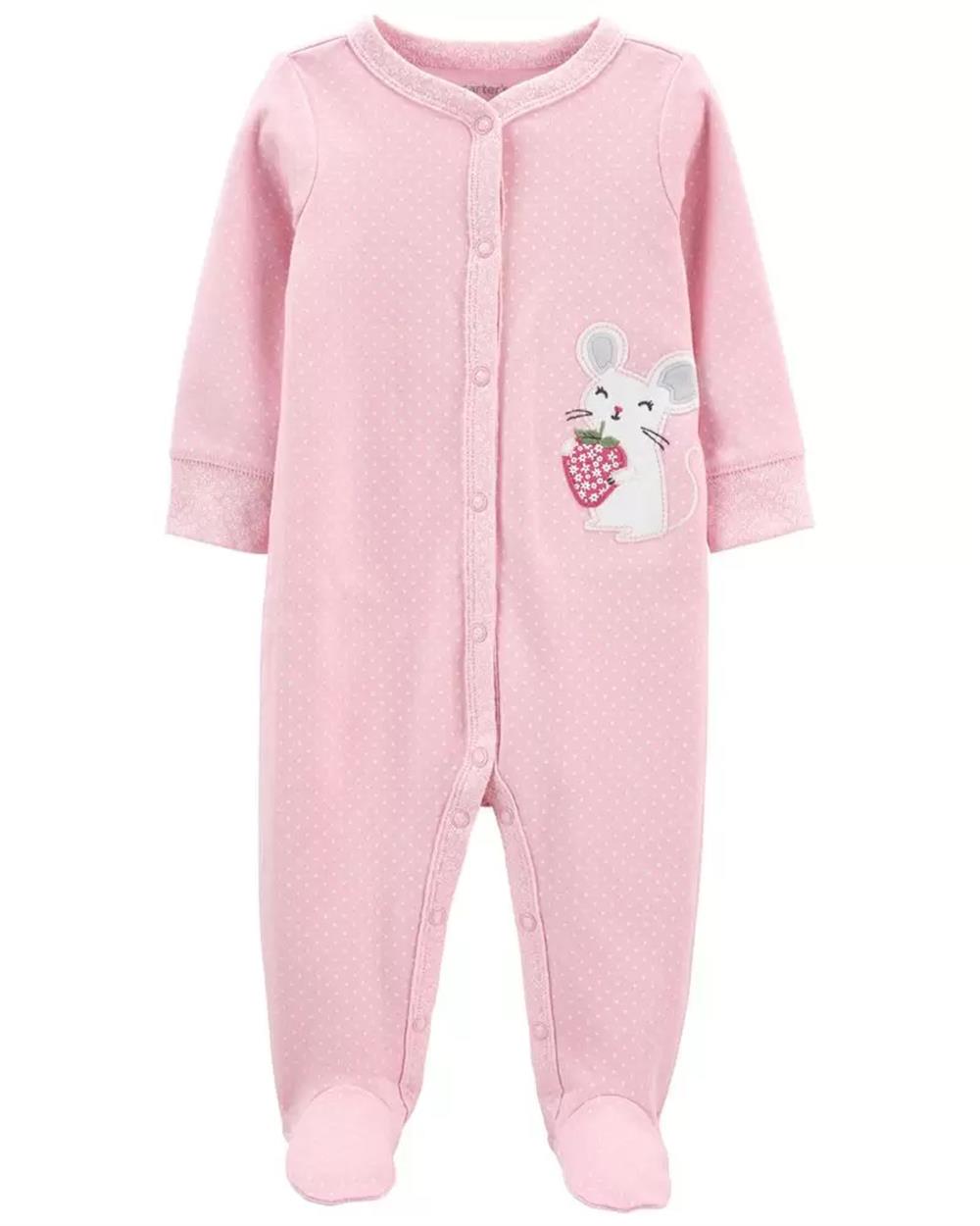 Carter's Girls 0-9 Months Mouse Snap-Up Cotton Sleep & Play