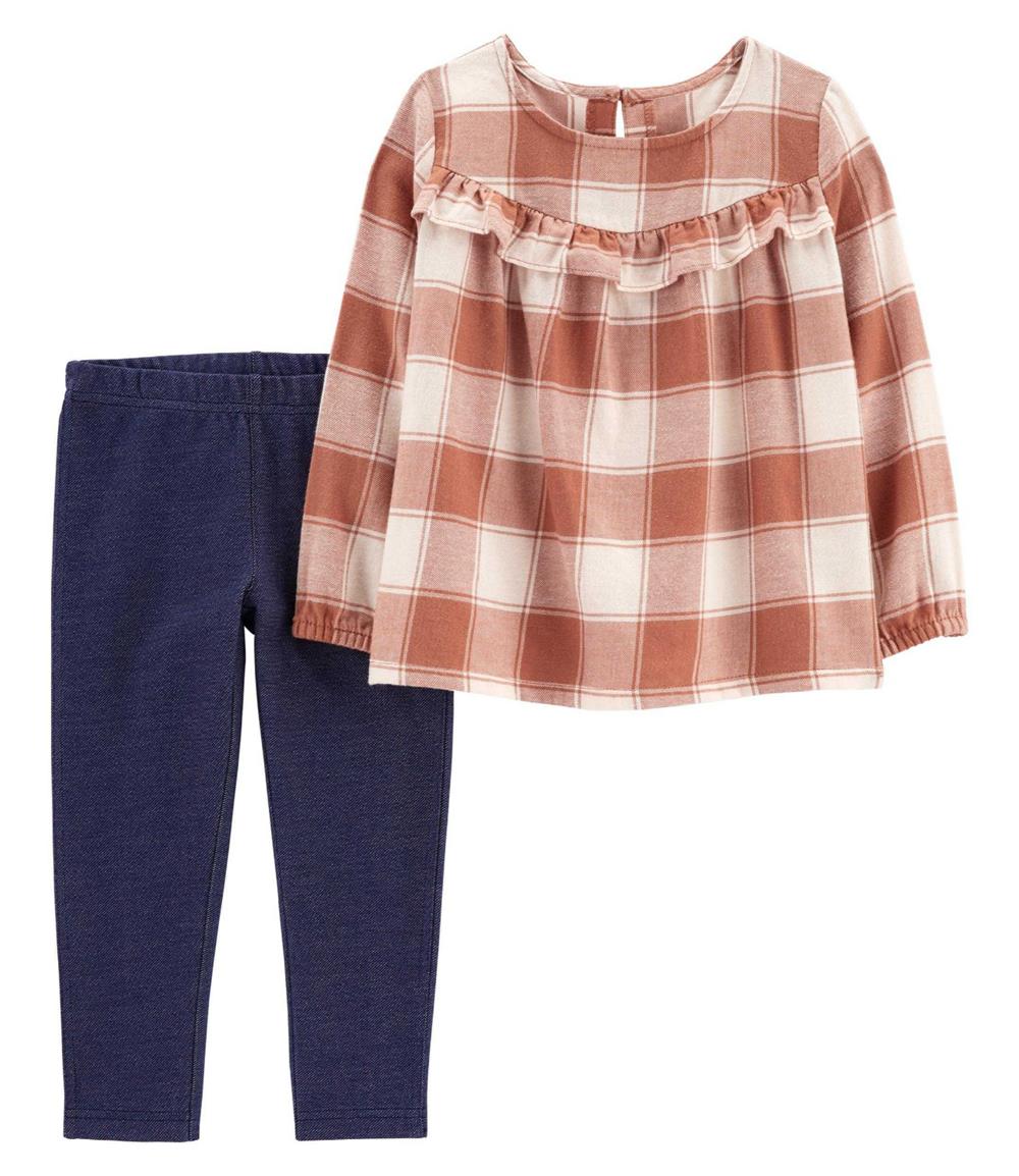 Carters Girls 2T-5T 2-Piece Plaid Flannel Top & Legging Set