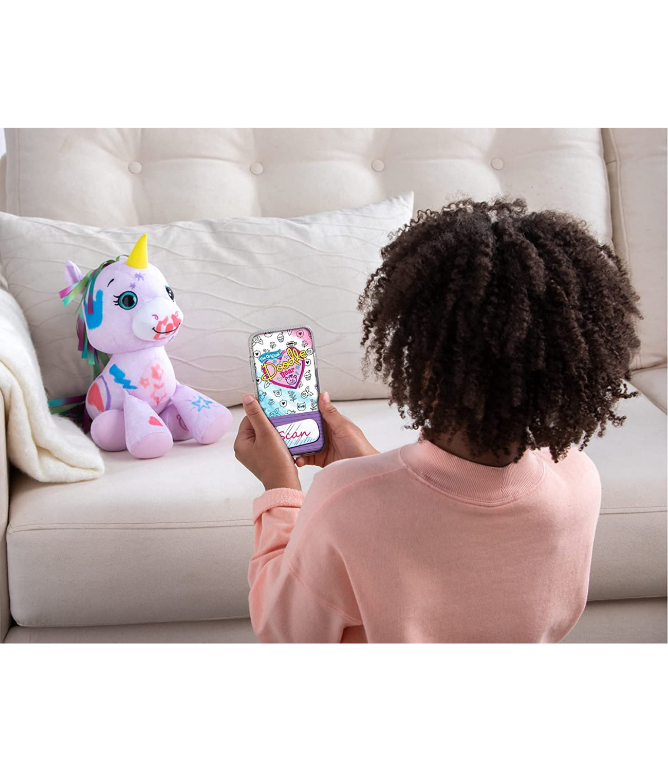 TOMY Doodle Bear The Original 14 Plush Toy with 3 Washable Markers – Unicorn