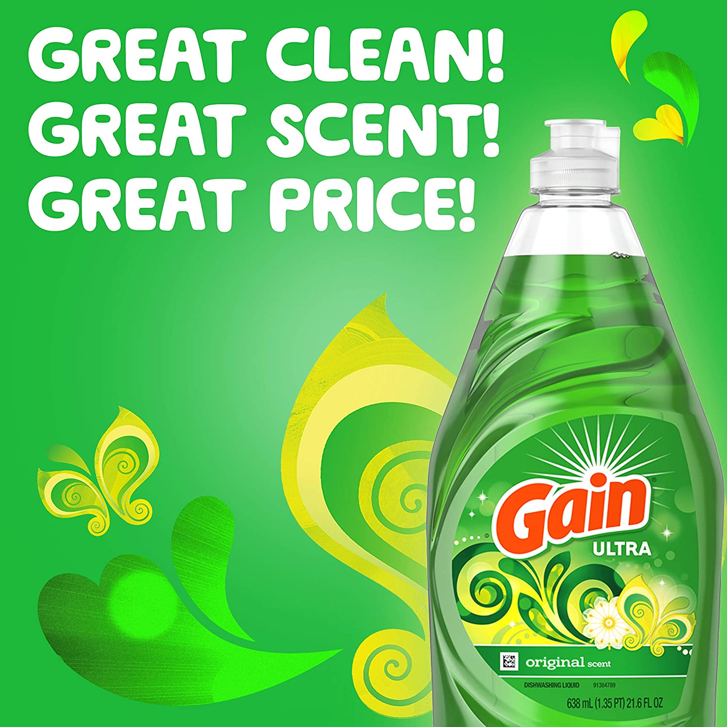 Gain Ultra Dishwashing Liquid Dish Soap, Original Scent - 21.6 Fluid Ounce