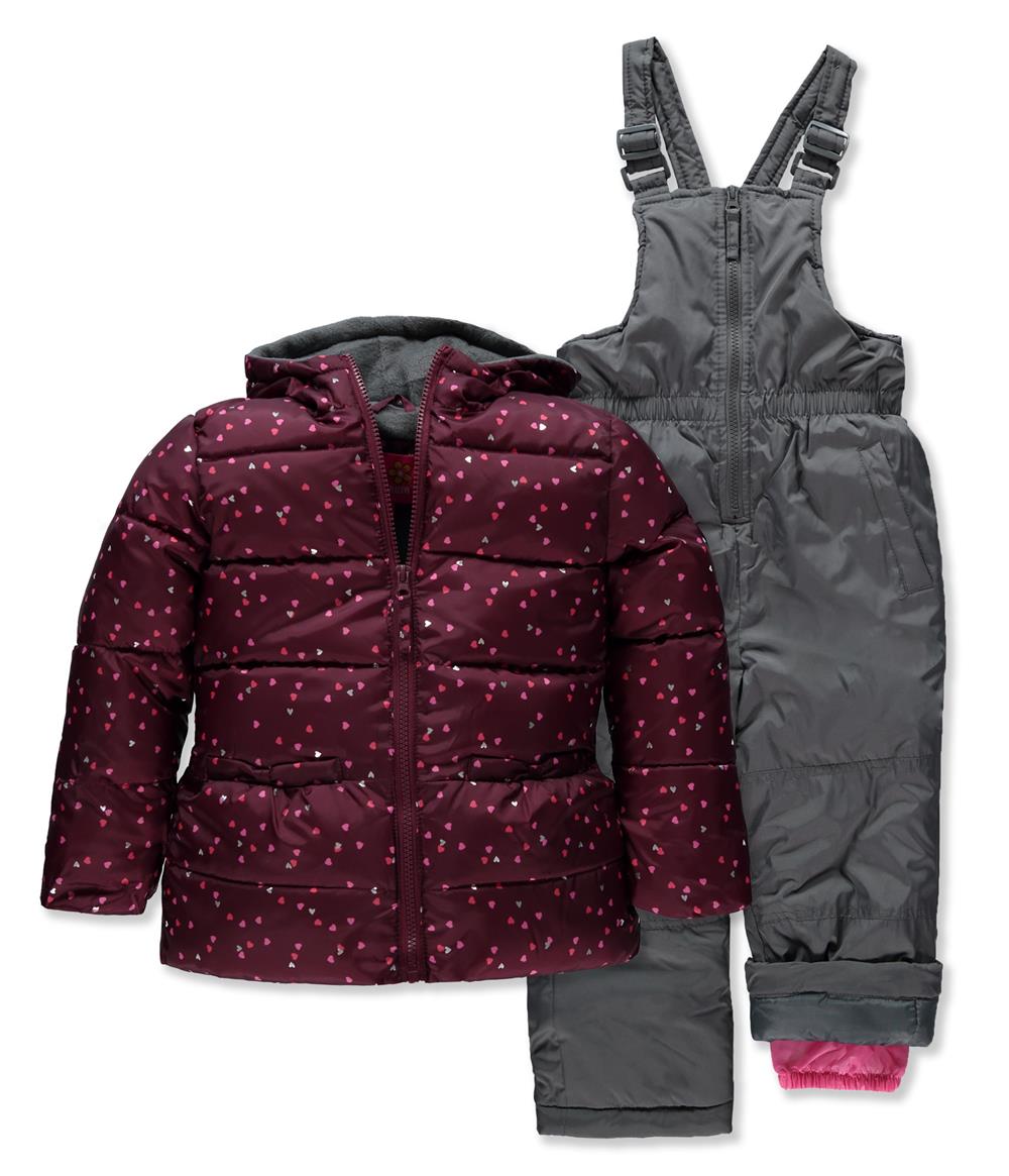 Pink Platinum Girls Heart Bow Snowsuit