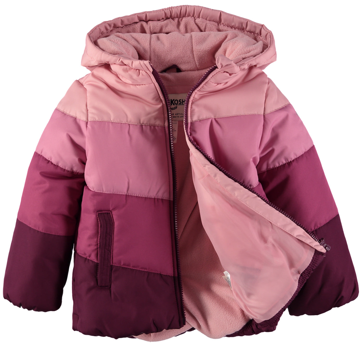 Osh Kosh Girls 2T-4T Colorblocked Chevron Puffer Jacket