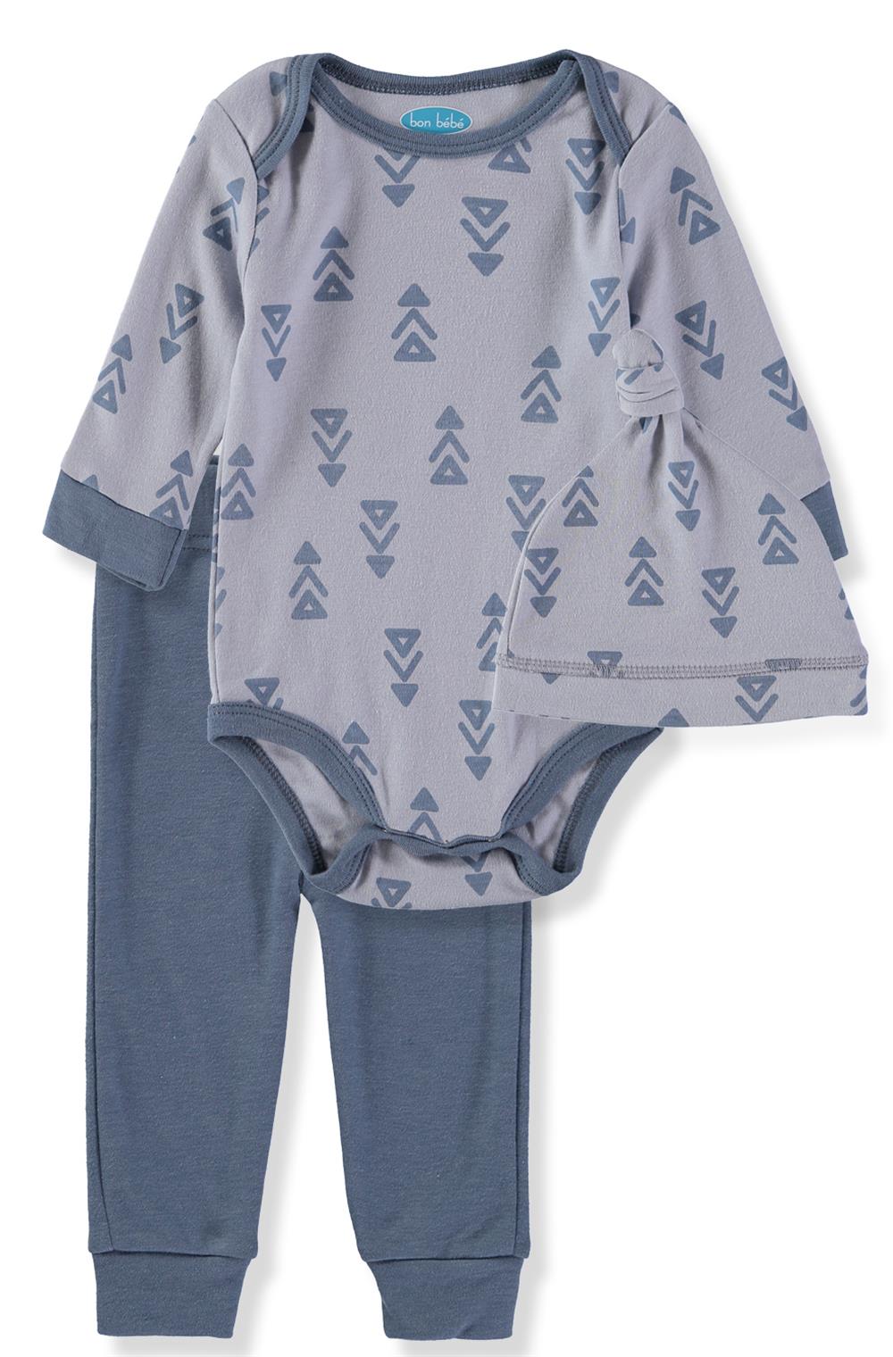 Bon Bebe Baby Boys 0-9 Months Puppy Bodysuit Pant Set with Hat