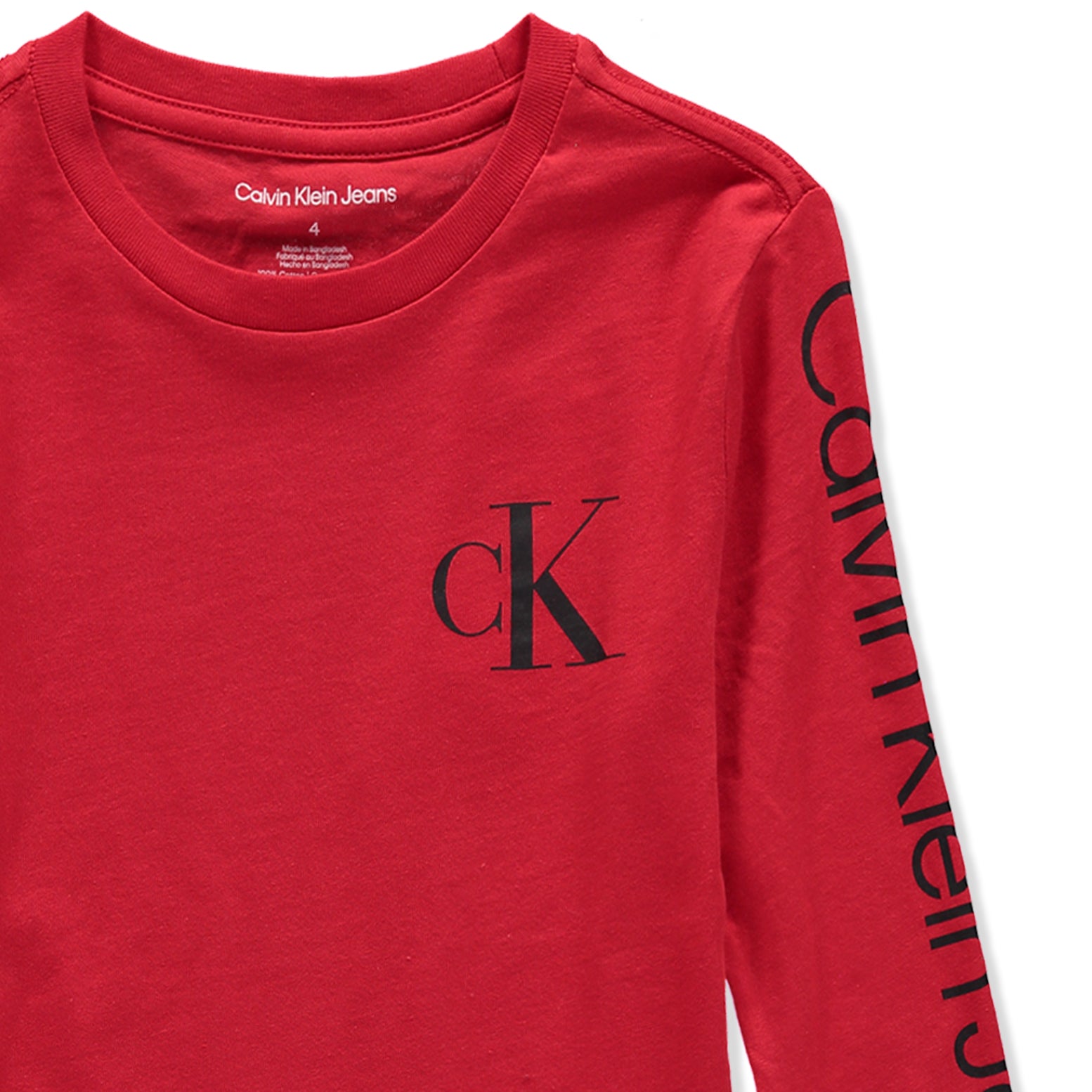 Calvin Klein Boys 4-7 Long Sleeve Logo T-shirt