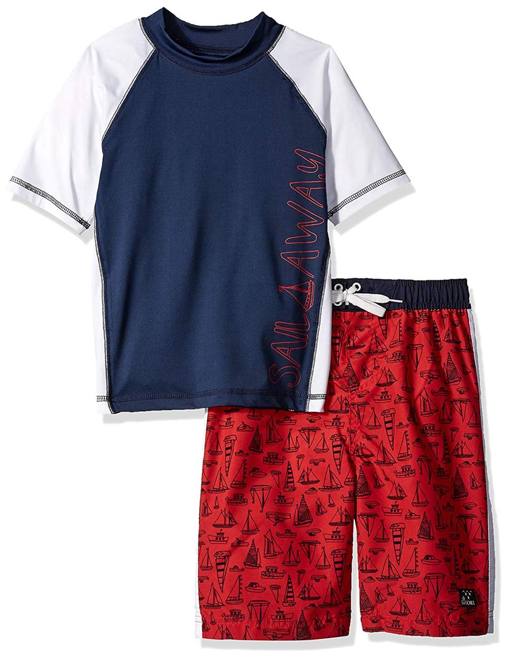 Big Chill Boys 4-7 Sail Rash Guard Swim Set