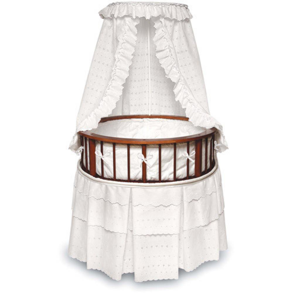 Badger Basket Elegance Round Bassinet w/ Eyelet Bedding - Cherry/White