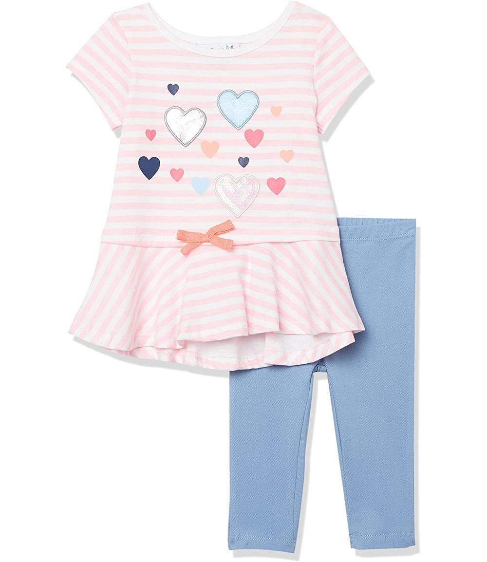 Kids Headquarters Girls 12-24 Months Heart Peplum Legging Set