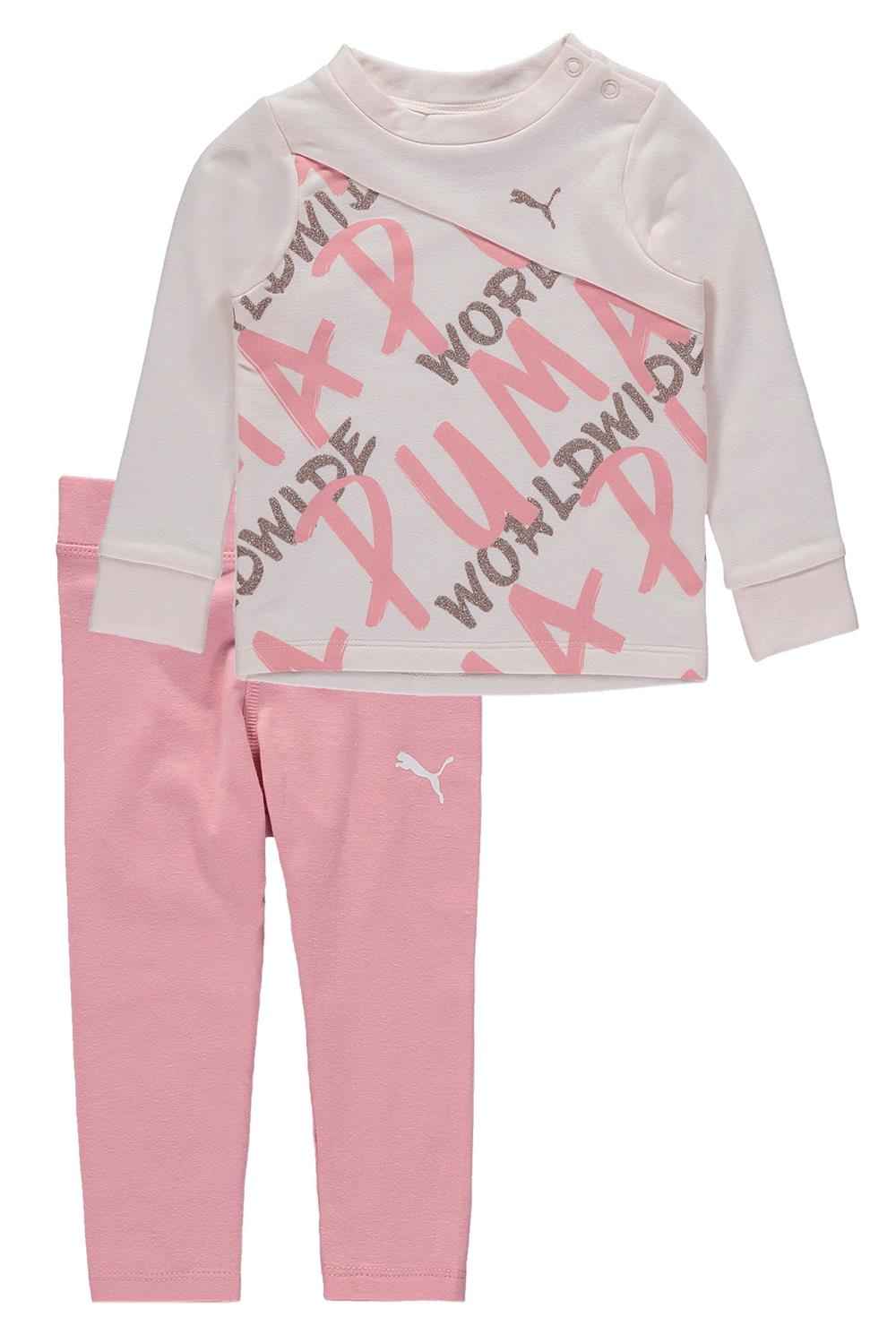 PUMA Girls 12-24 Months Worldwide-Print Fleece Top & Leggings Set