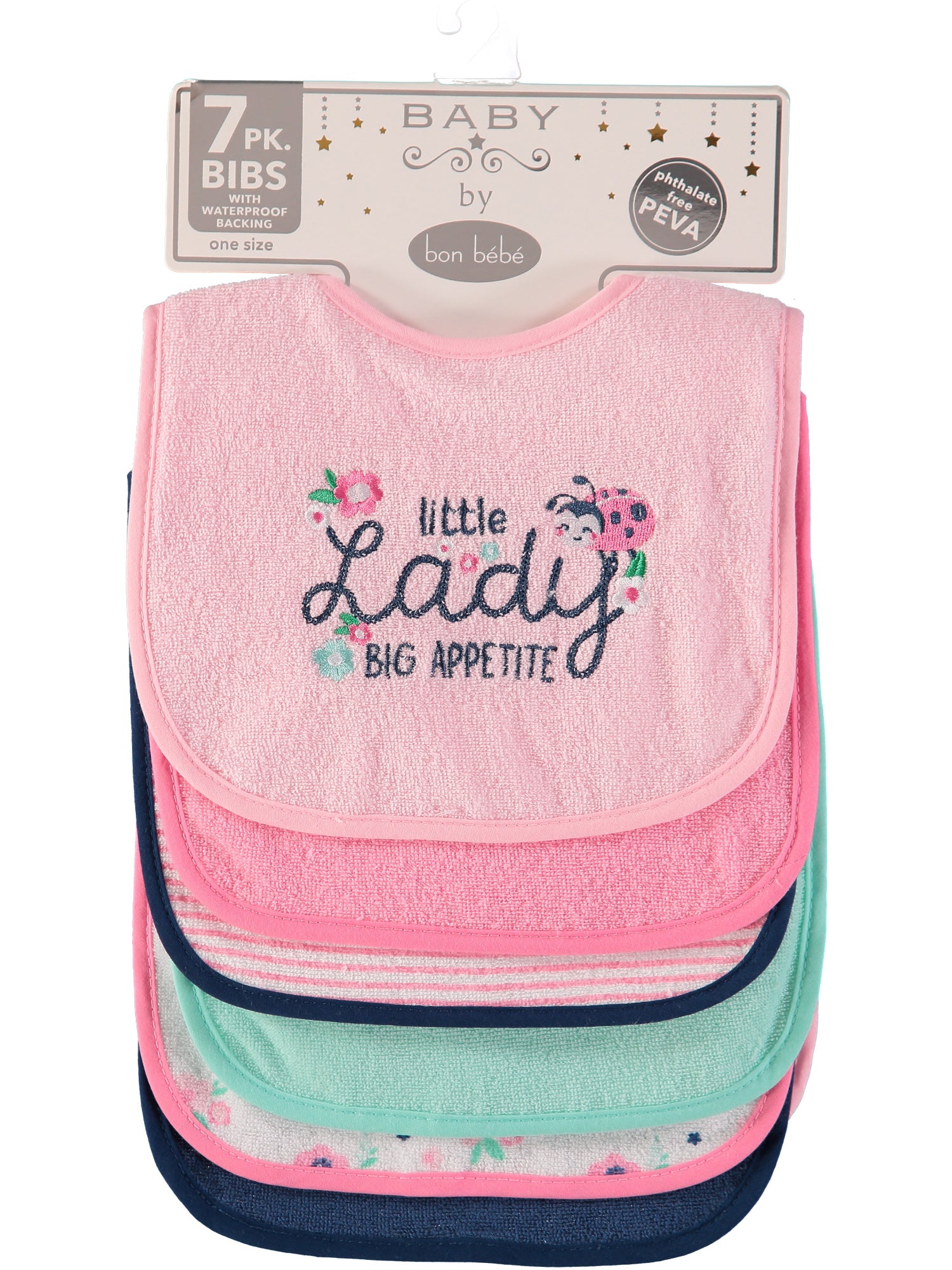 Bon Bebe Baby Girls 7-Pack Bibs with Waterproof Backing