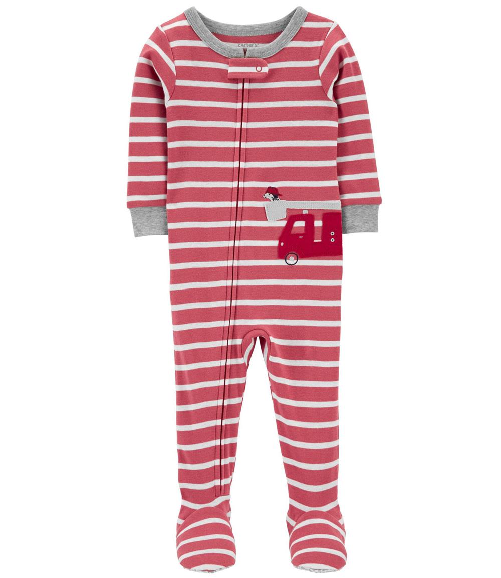 Carters Boys 12-24 Months 1-Piece Firetruck 100% Snug Fit Cotton Footie PJs