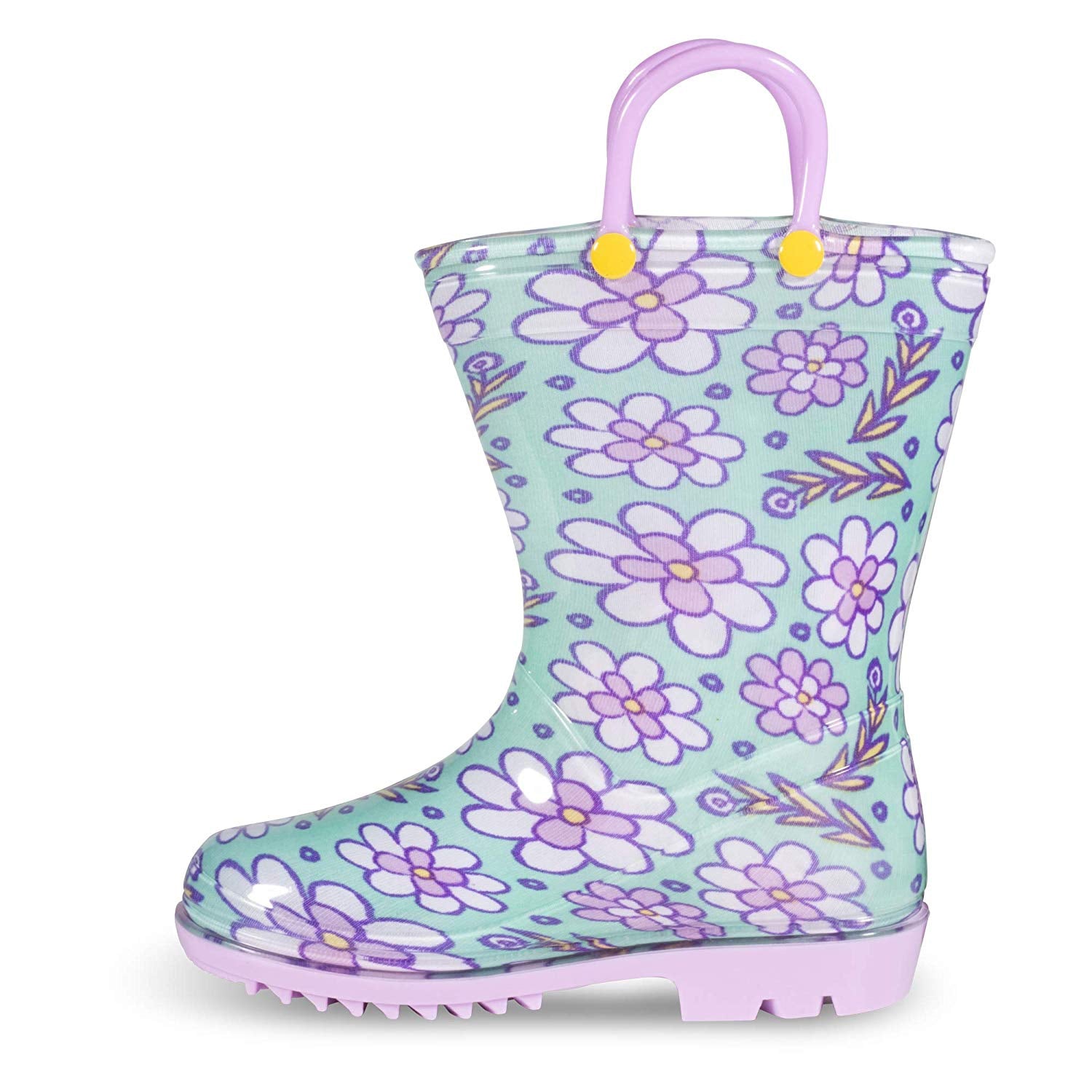 Lilly Of New York Girls 5-10 Toddler Floral Mint Rainboot