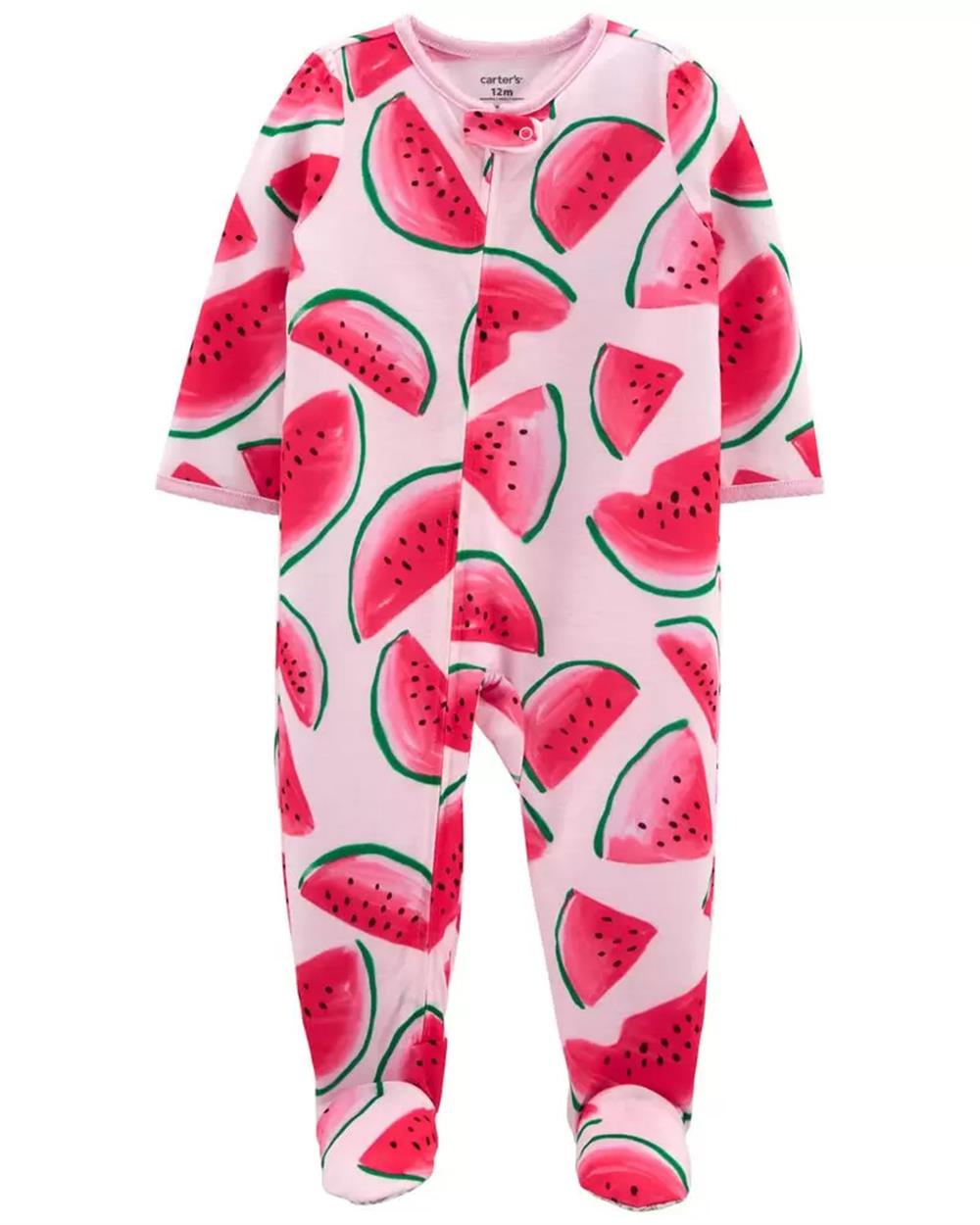 Carters Girls 2T-4T 1-Piece Watermelon Loose Fit Footie PJs