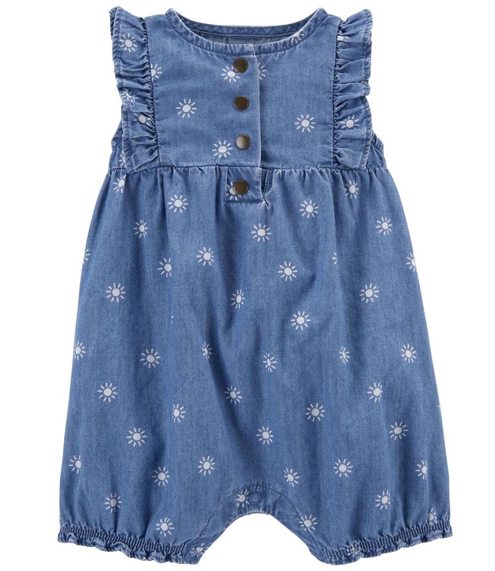 Carters Girls 0-24 Months Chambray Snap-Up Romper