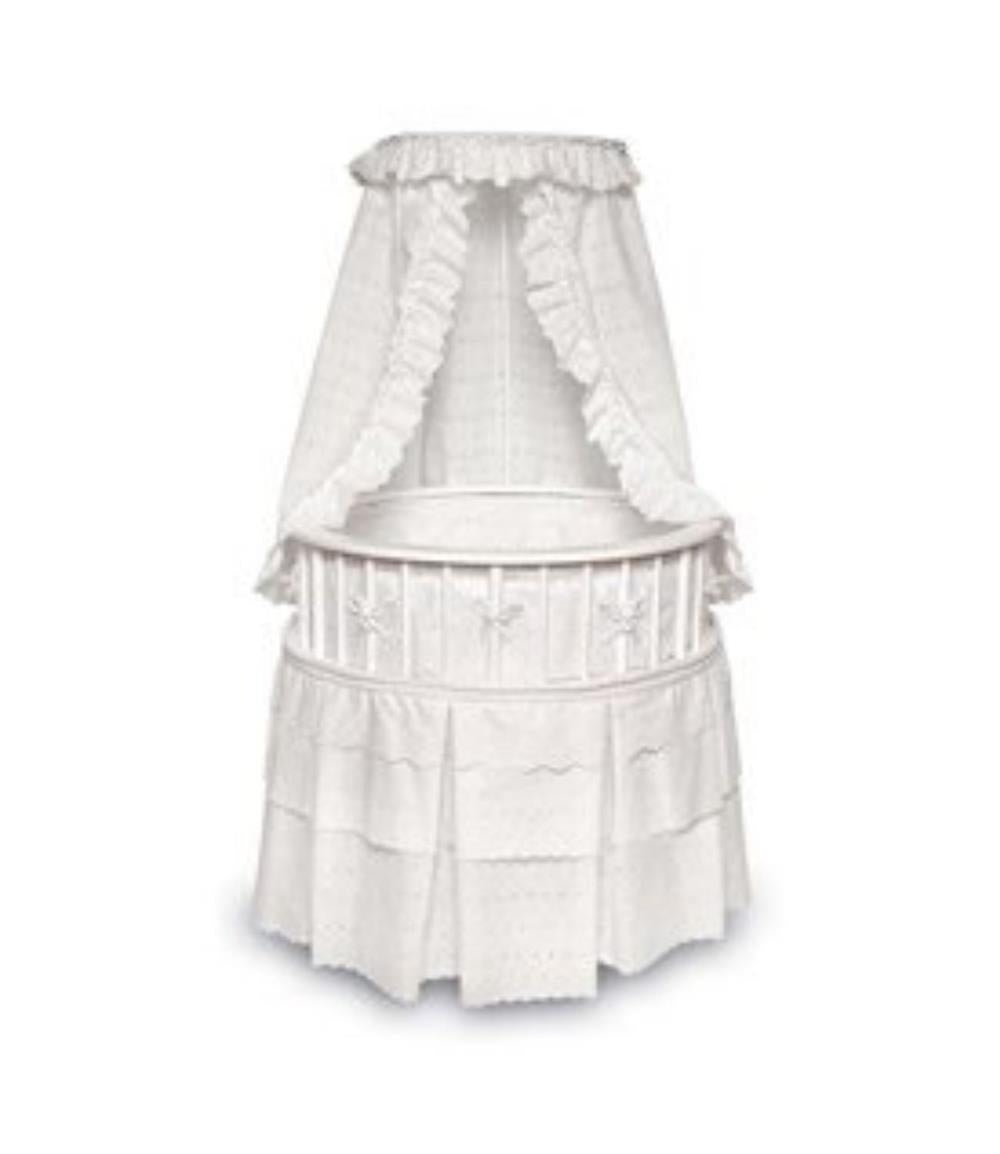 Badger Basket Elegance Round Baby Bassinet - Color: White Eyelet