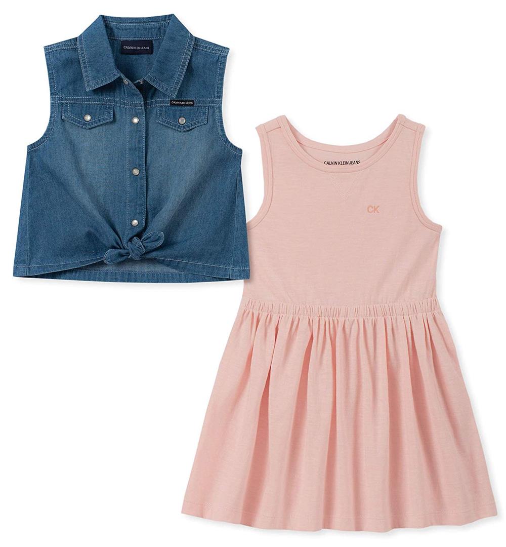 Calvin Klein Baby Girls Denim Dress Set