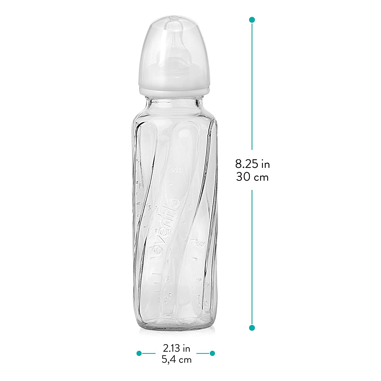 Evenflo Feeding Glass Premium Proflo Vented Plus Bottles, Clear, 8 Ounce (Pack of 6)