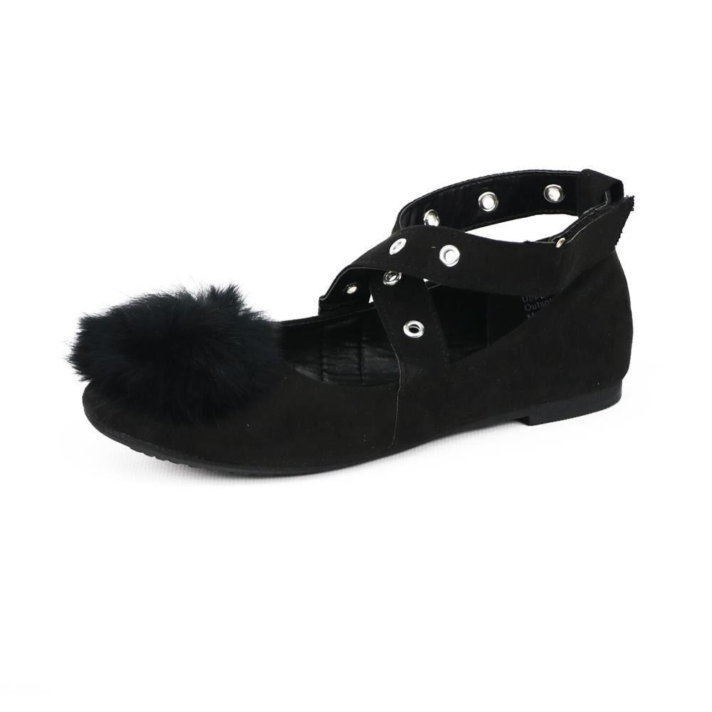 Olivia Miller Girls 11-5 Ballet Flats with Pom-Pom