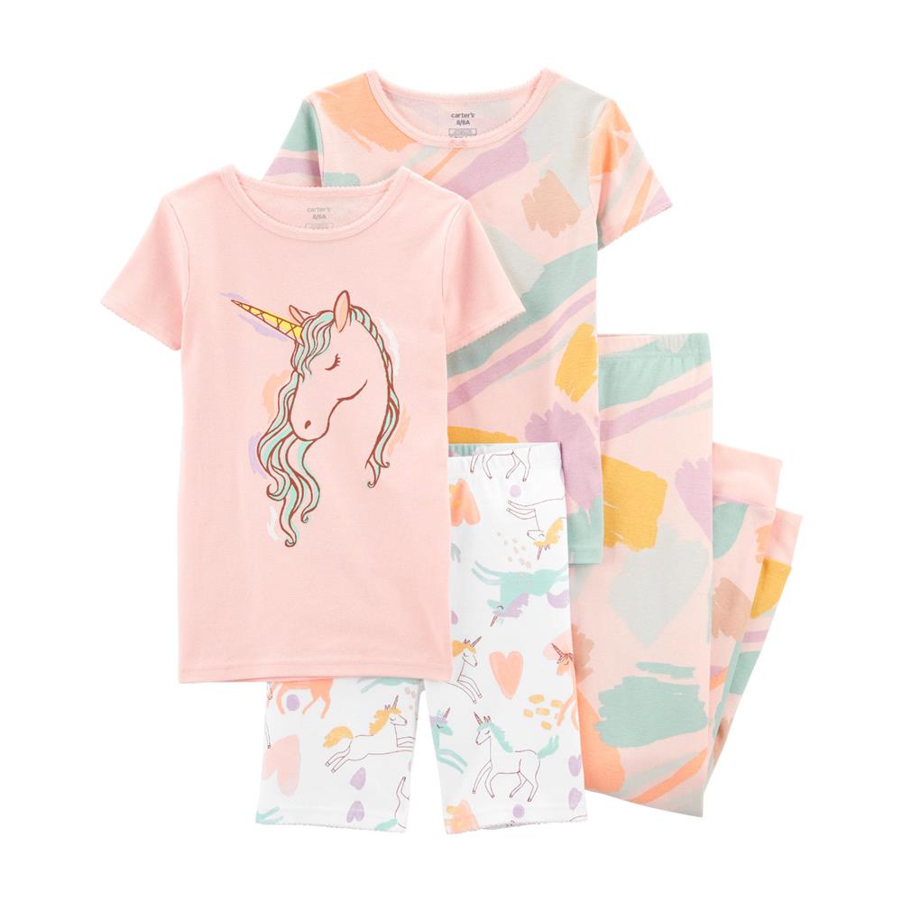 Carters Girls 4-16 4-Piece Unicorn 100% Snug Fit Cotton PJs