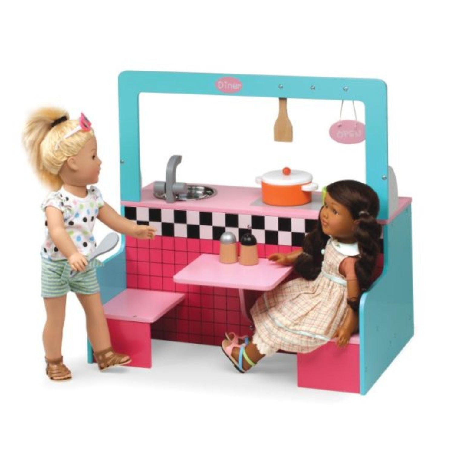 Badger Basket Retro Diner and Kitchen Doll Playset with Accessories