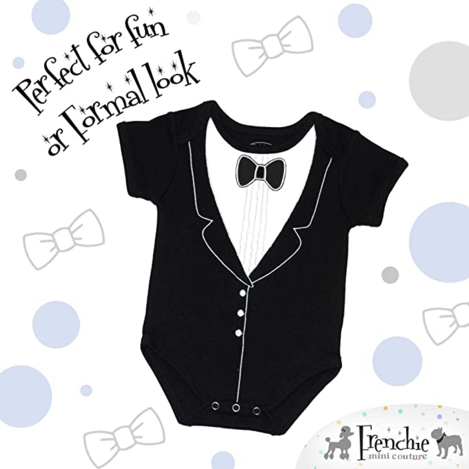 Frenchie Mini Couture Boys 0-24 Months Tuxedo Bodysuit