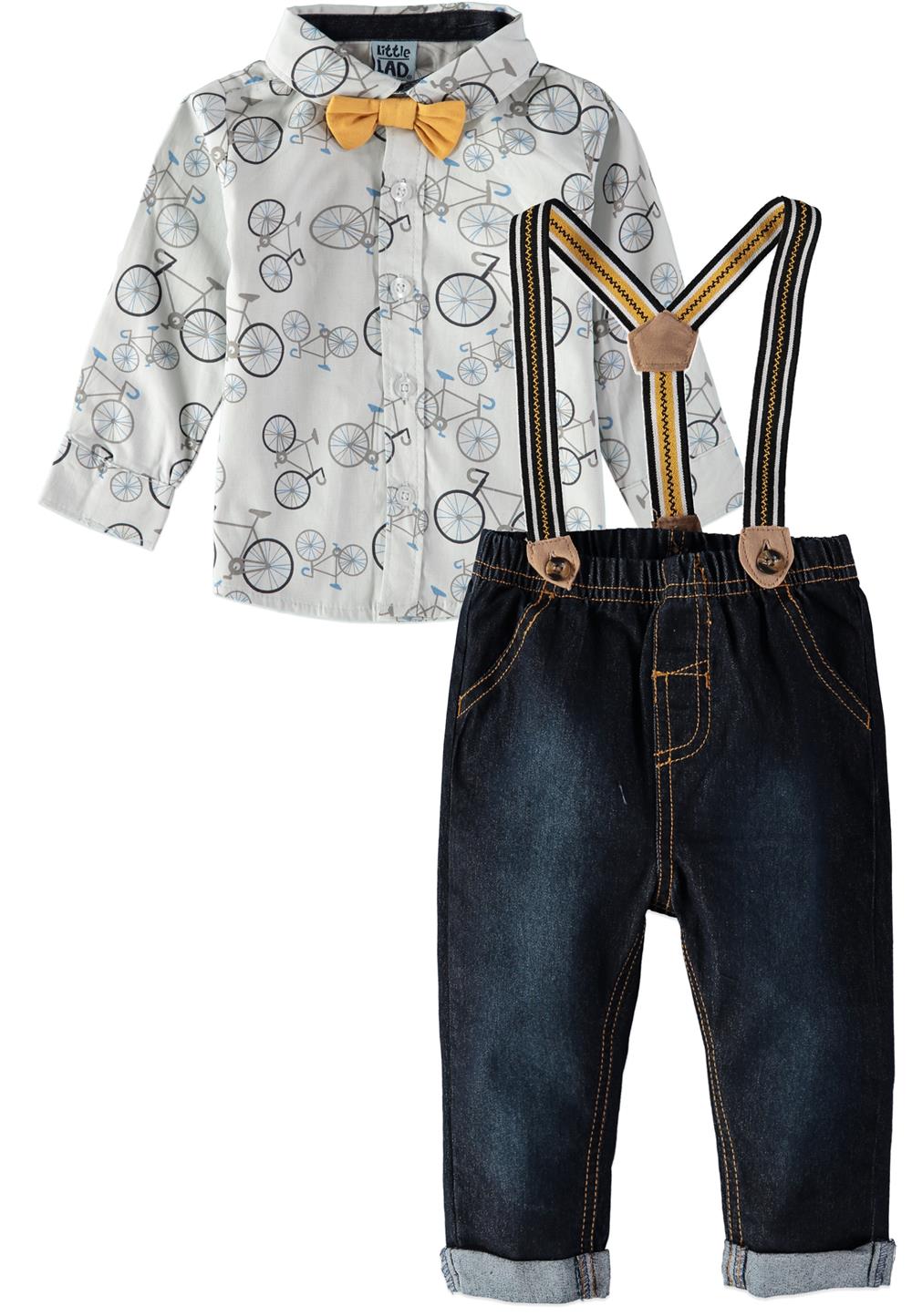 Little Lad Boys 12-24 Months Bicycle Suspender Pant Set