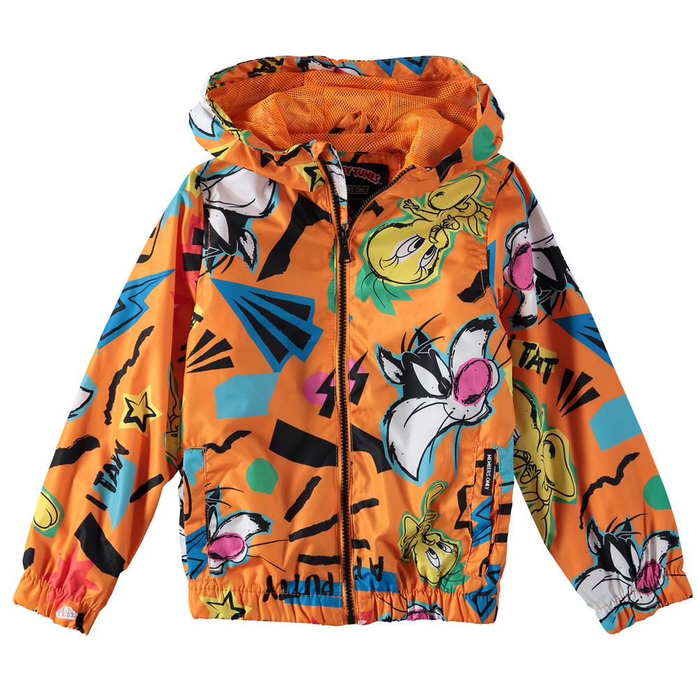 Members Only 2-16 Looney Tunes Zip-Up Hooded Windbreaker Jacket