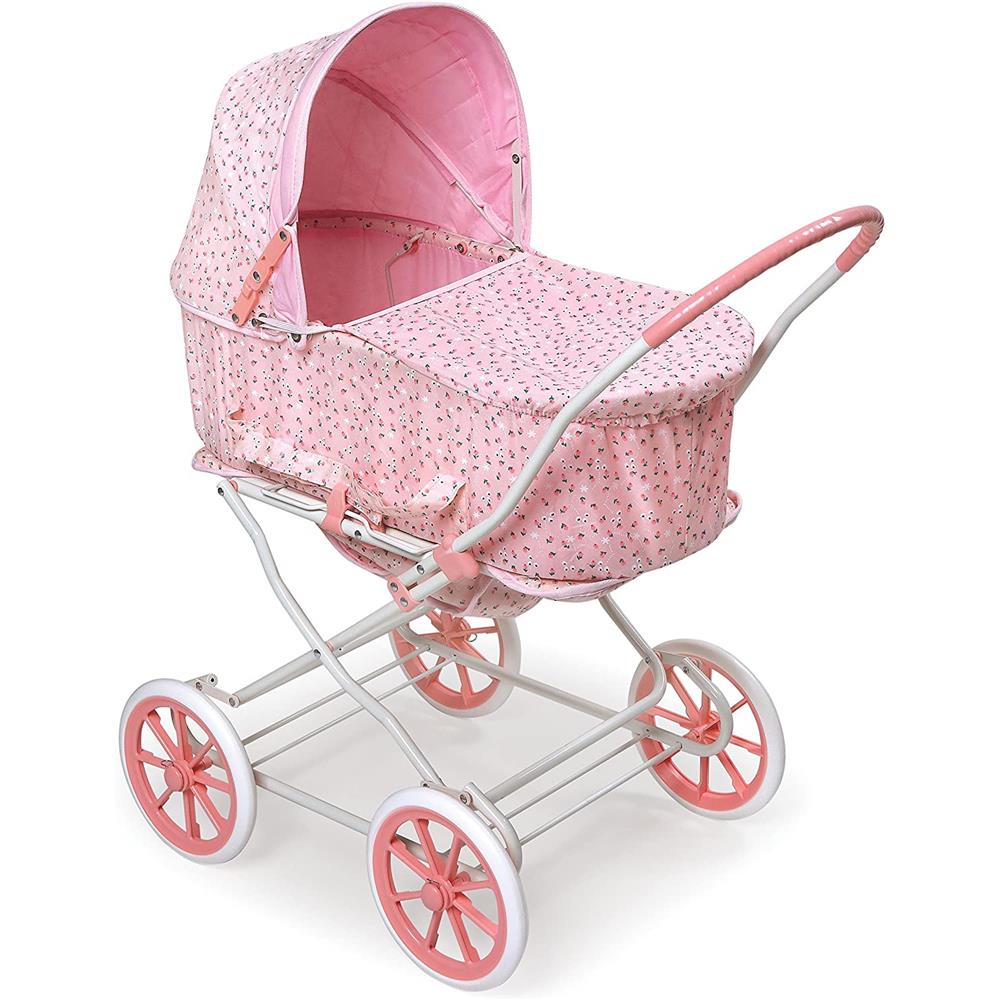 Badger Basket Pink Rosebud 3-in-1 Doll Pram, Carrier, and Stroller