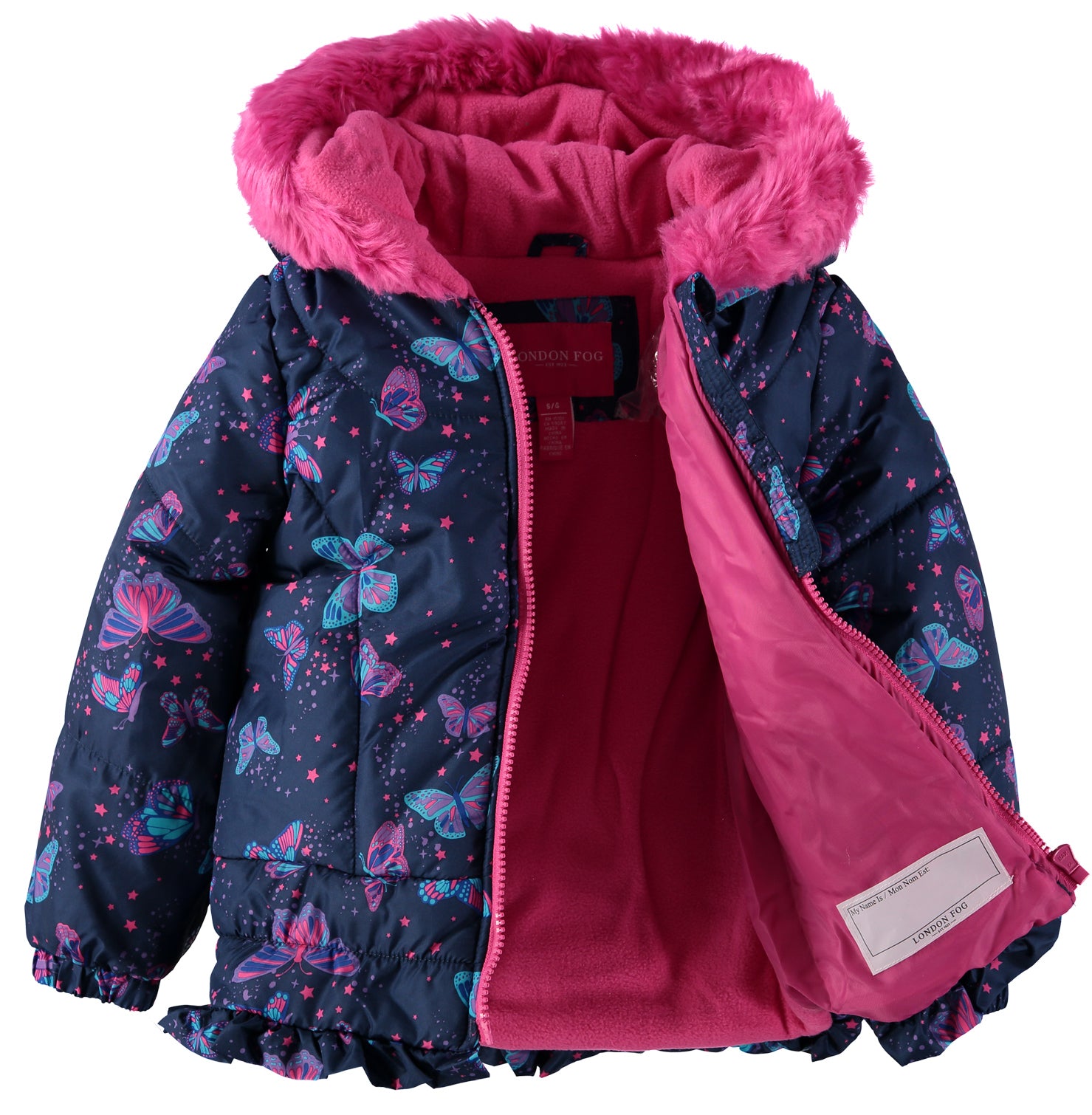 London Fog Girls 2T-4T Butterfly Puffer Jacket