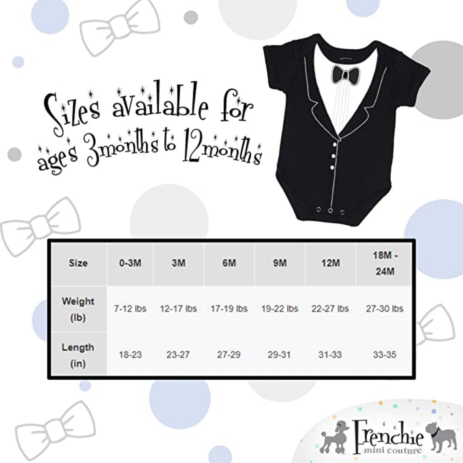 Frenchie Mini Couture Boys 0-24 Months Tuxedo Bodysuit