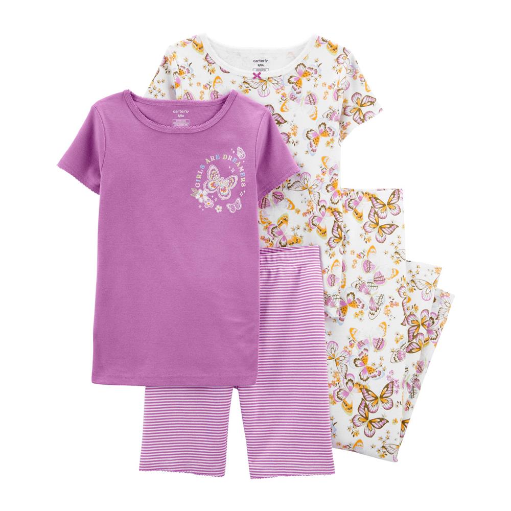 Carters Girls 4-16 4 Piece Butterfly Pajama Set