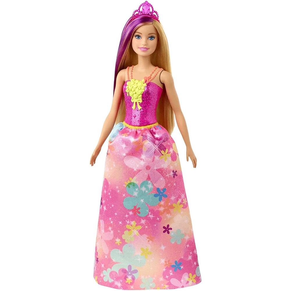 Barbie Barbie Dreamtopia Princess Doll, 12-inch, Blonde with Purple Hairstreak Wearing Pink Skirt an