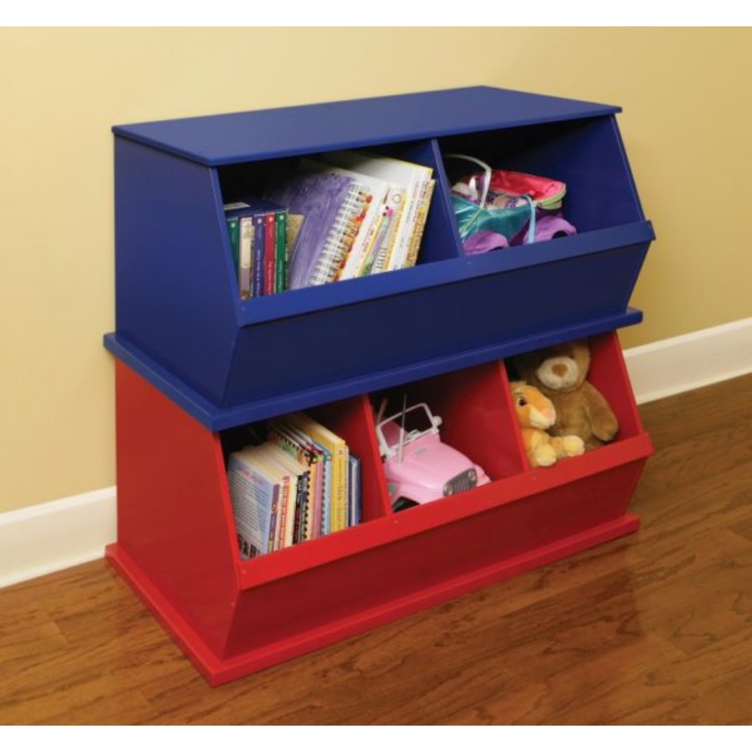 Badger Basket Three Bin Stackable Storage Cubby – Red