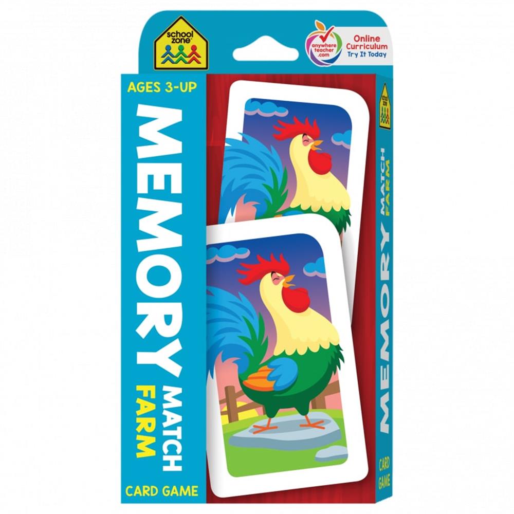 School Zone Memory Match Farm Card Game