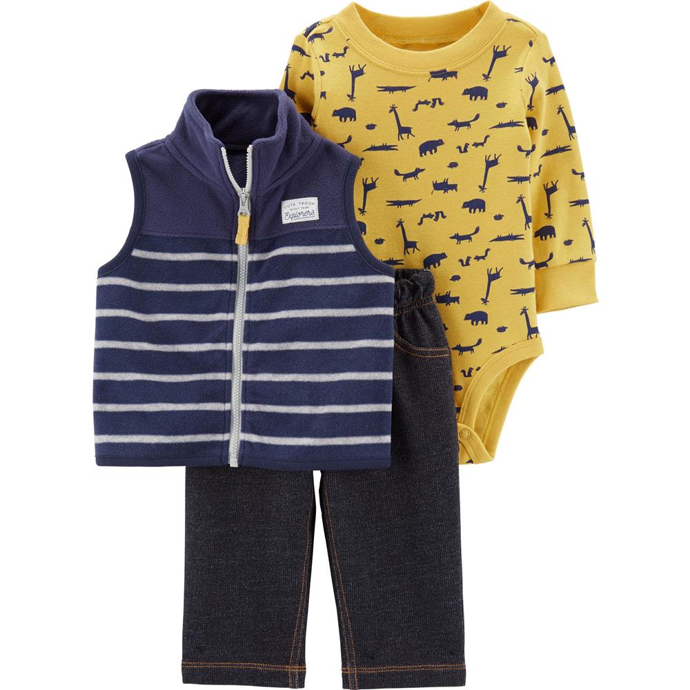 Carters Boys 0-24 Months Stripe 3-Piece Vest Pant Set