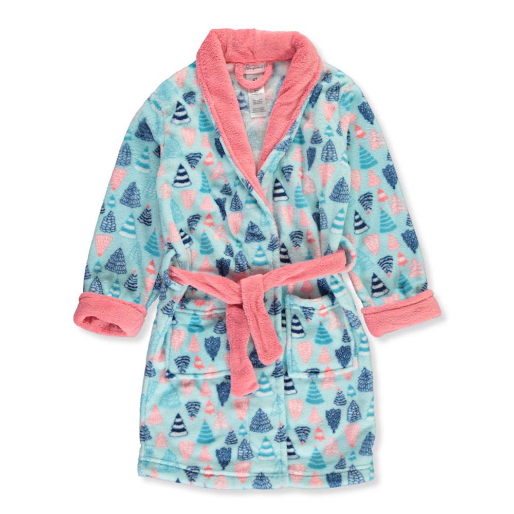 Sleepimini Girls 4-6X Robe Microfleece Soft Plush Bathrobe with Pockets