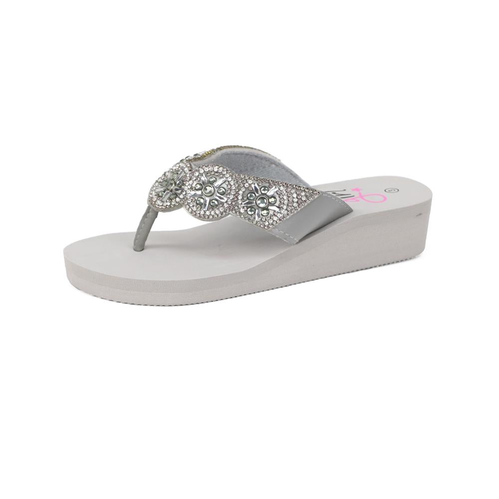 Olivia Miller Girls 11-5 Rhinestone Jewel Thong EVA Wedge Sandal