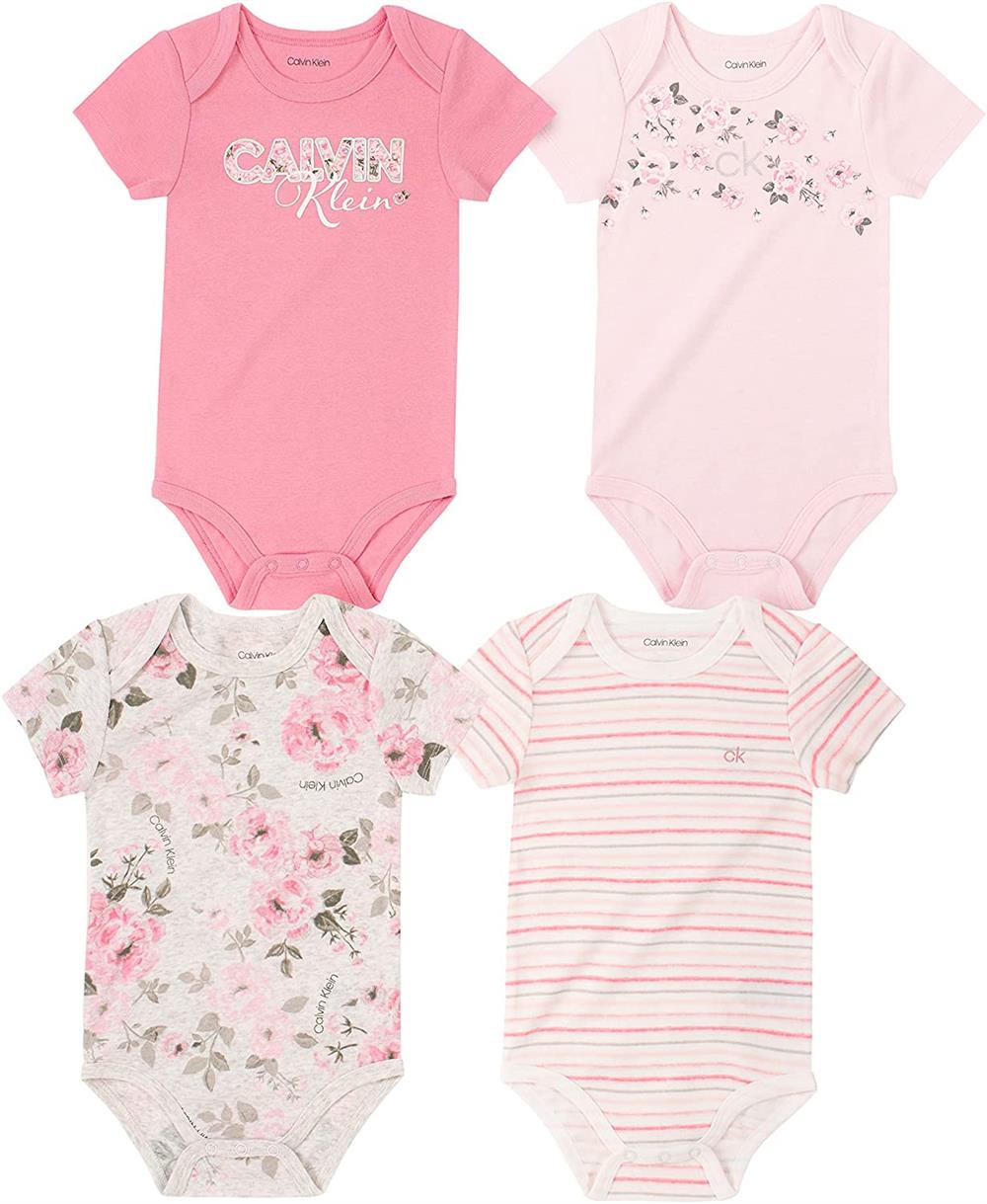 Calvin Klein Girls 12-24 Months 4-Pack Floral Bodysuit