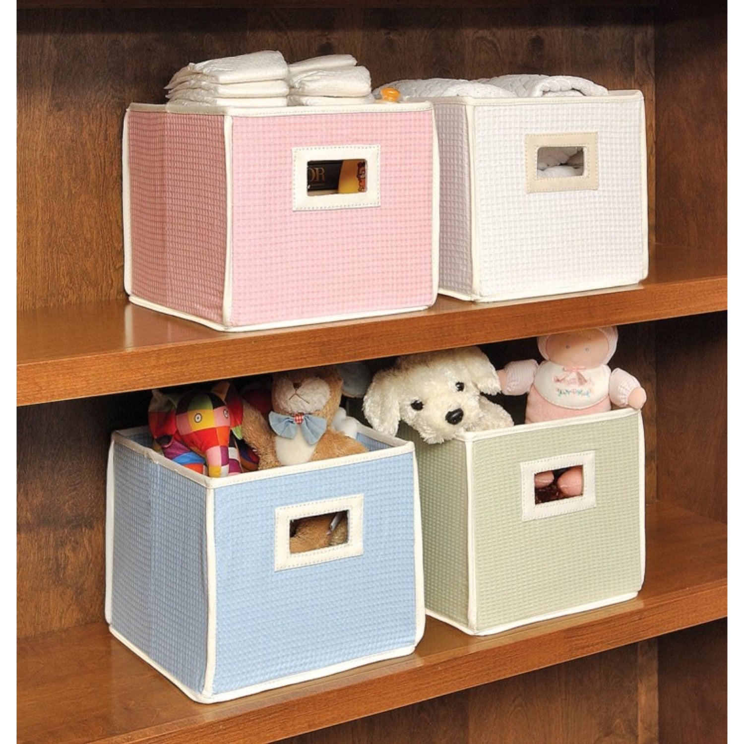 Badger Basket Folding Basket/Storage Cube – Pink Waffle