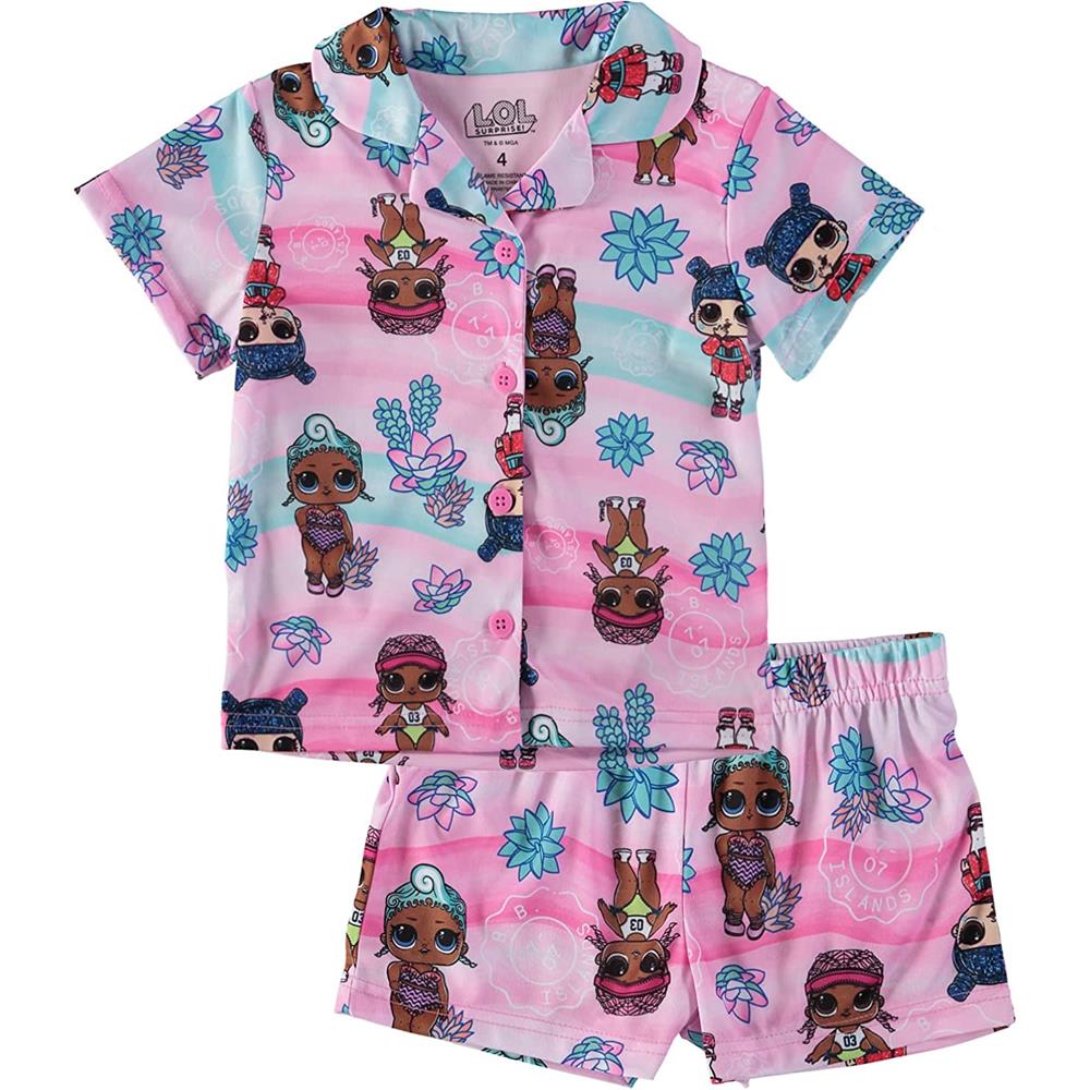 L.O.L. Surprise! Girls 4-10 2-Piece Coat Sleep Shirt with Shorts Pajama Set